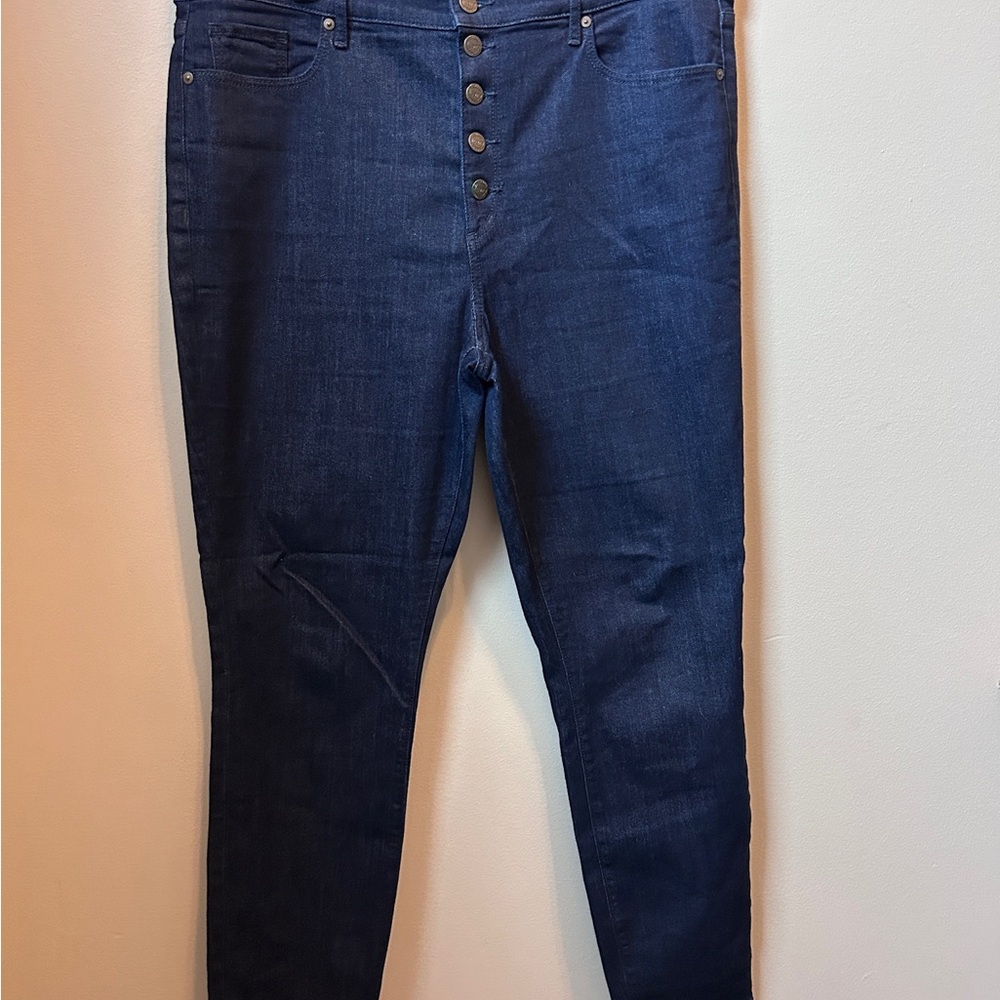 LOFT Women's High Rise Dark Blue Jeans